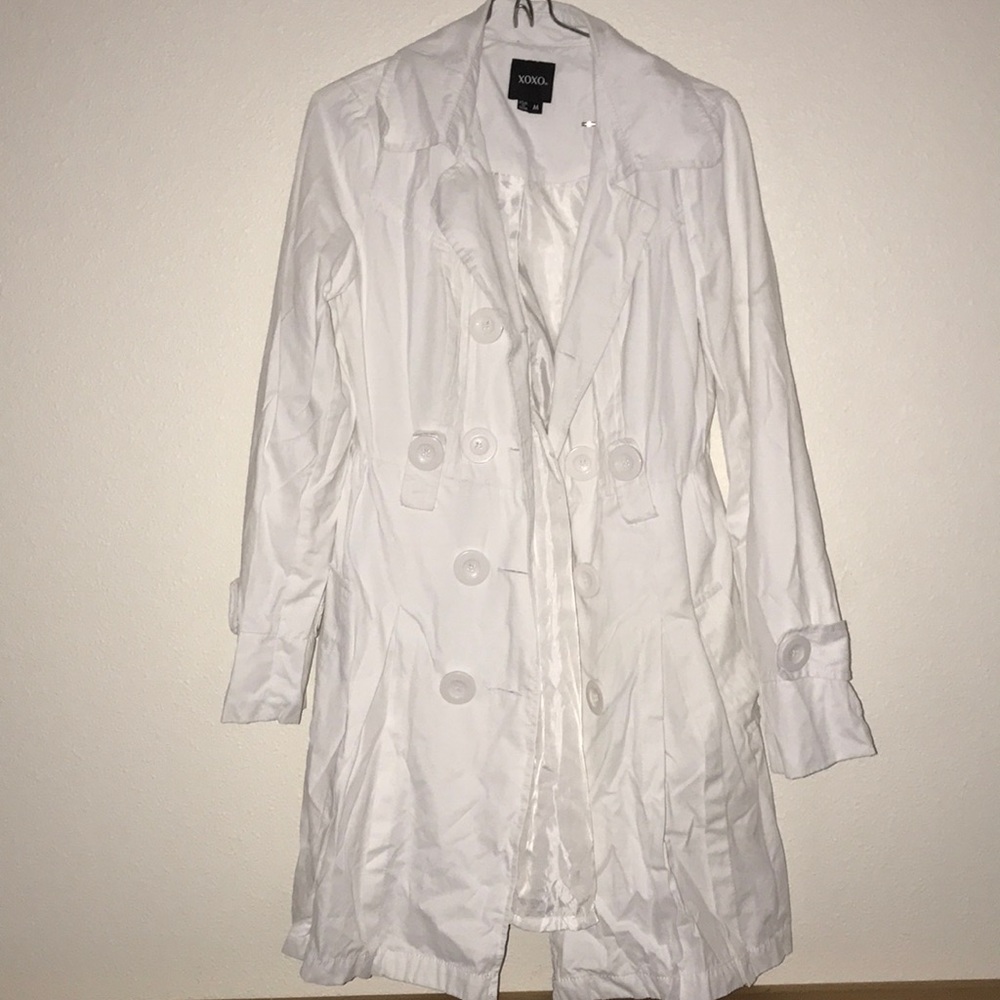 Long White XOXO Trench Coat